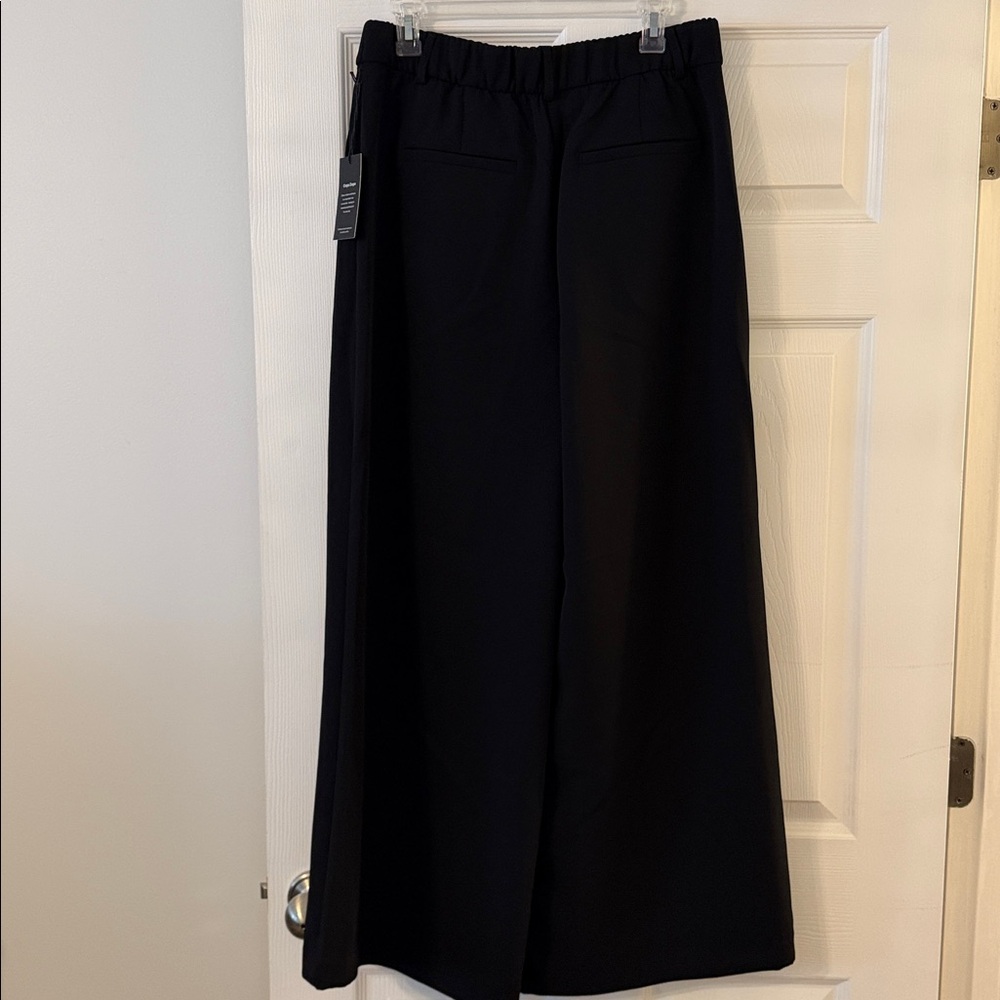 LOFT Women's Black Wide-Leg Skirt Pants size 10 inseam 29” waist 30”elastic back - Picture 4 of 12